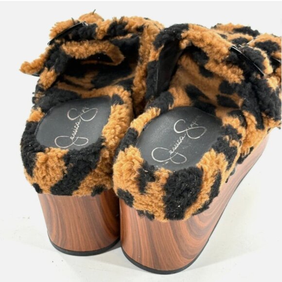 Jessica Simpson Cyriss Cheetah Faux Fur Platform Clog Slides – Size 9 - Picture 4 of 4